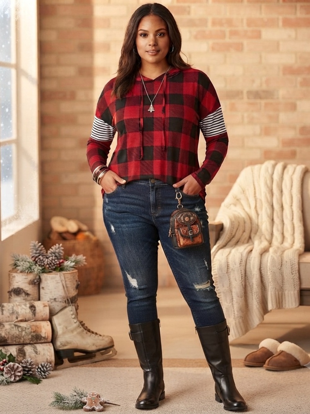 HEIMISH USA light weight Buffalo Plaid, Mixed pattern hoodie